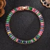Colorido diamante CZ Zircon elegante pulsera con dijes joyería para mujeres niñas moda OL diseñador S925 pulseras de cadena de eslabones de plata regalo