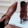 Designer -Ankle Boots Slip-On pointed toe heels Leather sole women' luxury designer Western shoes factory footwear Size 35-40