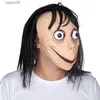 Party Masks Momo Mask Games Latex Scary With Long Hair Adult Halloween Costume Party Props Horror Fancy Dress Accessory T230905