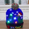 Décorations de Noël Année LED Chapeau tricoté pour enfants Adultes Bonnet d'hiver Light Up Décoration chaude Cadeau 230905