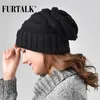 Beanie/Skull Caps Furtalk Winter Sticked Hat Women Hat Slouchy Beanie For Girls Skallies Cap A047 230905