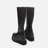 Women Knee High Boots Femmes Zip Cuir Boucle Bottes Hautes Femme Talons Bas Dames Boucle Ceinture Femme Chaussures Chaussures Gothiques Pour Filles Chaussures De Fête