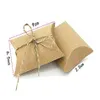 Confezione da 100 pezzi di scatola di caramelle per cuscini in carta Kraft con corde Fornitura di regali per bomboniere per feste216R