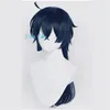 Cosplaypruiken Anime De Case Study van Vanitas Cosplaypruik Vanitas Geen kaart Donkerblauw haar Oorbel Oorclips Hittebestendige vezel Haar Pruikkapje 230904