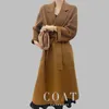 Kvinnors ullblandningar 2022 NYTT VATTEN RIPPLE VARTIBLE Cashmere Coat Kvinnors mellanlängd Valltemperament Woolen Coats for Women Wool Coat Women HKD230904