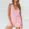 Women's Tracksuits Cotton Ladies Sleepwear Sets Pajamas Set For Women Sexy Home Clothes 2 Piece Cardigan Shorts Female Clothing Night