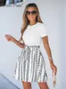 Podstawowe sukienki zwykłe Geo Print Belted Combo Mini sukienka dla kobiet seksowna załoga szyja krótkie rękawowe wakacje na plaży A-line sukienka 2023 Summer Sundress LST330904