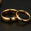 Wedding Rings Fashion Simple Smooth Stainless Steel Ring for Women and Men Classic Gold Color Couple Rings Wedding Engagement Jewelry 230904