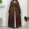 Ethnische Kleidung Eid Ramadan Abaya Kleid Frauen Muslimische Spitze Stickerei Gürtel Lange Robe Arabisch Kaftan Dubai Modest Türkei Vestidos