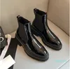 Chelsea Boots damska najwyższa jakość Cowskin Patent skórzana wysoka elastyczność elastyczna opaska wygodne płaskie buty projektant mieszany kolor grubki but do dołu