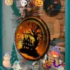 Décoration de fête Halloween tachée de château d'horreur coloré chat statique PVC fenêtre en verre autocollants collet glue décoratif gratuit décoration de fête de fête x0905
