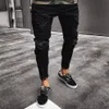 Mens Cool Designer Marca Jeans Preto Skinny Rasgado Destruído Stretch Slim Fit Hop Hop Calças Com Buracos Para Men350K