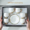 Kubki w stylu arabskim nowoczesne luksusowe złoto splatane filiżanki kawy z ceramicznymi filiżankami kawy i spodka do kubka na bok