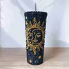 Tumblers Celestial Sun Moon Bling Tumbler with Straw Personalize Name Rhinestone Thermos Stainless Steel Water Bottle Custom Gift for Her T230905