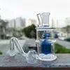 2,8-Zoll-Glasrauchwasserpfeife Shisha Blue Core Inside Bubbler Shisha + Schüssel