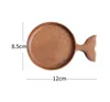DHL Creative Wooden Sauce Dishes Cartoon Fish Shaped Dipping Bowl Natural Wood Seasoning Plates Snack Appetizer Serving Tray SN4459