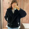 Women futra sztuczna jesienna płaszcz zimowy prawdziwy wełna alpaki misia misy kobiet gruba kurtka krótka odzież wierzchnia dama streetwear s3595 230904