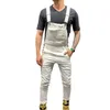 HEFLASHOR MĘŻCZYZNA ZAWORBOWANY PASA RAMPOWY Slim dżinsowe spodnie BIB Spodnie kombinezon moda kombinezon Joggers Mężczyzn Suspint Pants 2019338Q