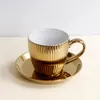 Koppar tefat espresso keramik kopp och tefat latte elegant kaffe estetik gyllene keramik tasse eftermiddag te set yy50cs