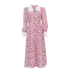 Casual Dresses Printed Long Skirt Doll Collar Waist Slimming Europe and the United States New Long-sleeved Dress