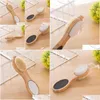 Bath Brushes Sponges Scrubbers Foot Brush Pumice Stone Rasp File Exfoliating Bamboo Handle Pedicure Tool 4 In 1 Mti-Functional Scrub D Dhf2V