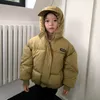 Пуховое пальто для малышей, зимняя верхняя одежда с капюшоном, новые детские утолщенные пуховые пальто, куртки на молнии для мальчиков и девочек, черные теплые уличные пальто R230905