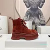 Boots Designer Autumn Winter Women Round head Platform Boots Fashion leather Ankle Boot Size 35-41