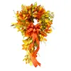 Other Event Party Supplies 60*30cm Artificial Autumn Wreath Decoration Maple Pine Cone Pumpkin Door Wreath Halloween Thanksgiving Garland Christmas Decor 230905