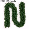 Juldekorationer 27m Artificial Green Christmas Garland PVC Rattan Wreath Pine Tree Rattan Party Home Decoraion 230905