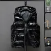 Men's Vests Men Thicken Hooded Vest Winter Warm Cotton-Padded Solid Color Waistcoat Waterproof Windprrof Big Zipper 230904