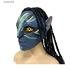 أقنعة الحفلات فيلم Avatar 2 Mask Mask Latex مع Hair Na'vi Neytiri Mask Comple Comple Come Costum