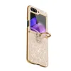 Luxury Glitter Plating Vogue Phone Case för Samsung Galaxy Z Folding Flip3 Flip4 Flip5 5G Stylish Full Protective Sparkle Leather Fold Shell With Finger Ring Holder