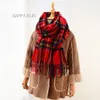 Écharpes Classique rouge plaid enfants écharpe chaud hiver petit châle étroit femmes dames belle mode écharpes décontractées pour enfant garçon fille 230904