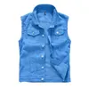 Gilets pour hommes Hommes Blue Denim Vest Y2K Fantaisie Couleur Slim Fit Gilet Casual Sans Manches Débardeur 230904