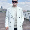 Women's Wool Blends Trench Wool Coat Men's Double breasted Short Thickened Liner Neck Protection Warm keeping New Blue Coat HKD230904