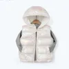 Down Coat Autumn Children Warme Down Vest Baby Cotton Waistcoat barn Ytterkläder Vest Children Kläder pojkar flickor huva jackor väst R230905