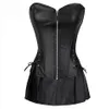 Bustier Corsetti Corsetto sexy vintage Minigonna in pelle con cerniera sul petto Plus Size S-6XL Abito con design alla moda293t