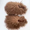 Pantoufles Nouvelle arrivée Femmes Fluffy Peluche Pinkycolor Fur Slides Toe-Couvert Confortable Belle Maison Pantoufles Femme Chaud Fourrure Chaussures Plates Hot X0905