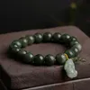 Lucky 8/10mm Natural Jade Pearl Pixiu Beded Armband Hög smycken tillbehör
