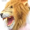 Party Masks Anime Lion Mask Latex Mascaras Halloween Animal Cosplay Party Mask Masquerade Masks Carnival Masks Realistic Face Lion Masker T230905