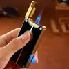 Metal Windproof Dual Flame Jet Butane No Gas Cigar Lighter LED Power Display Electronic Induction Ignition Fashion Creative VP6M