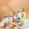 Blöcke Kreative Ideen Blumen Bonsai Sukkulenten Baum Bausteine Spielzeug für Kinder Kinder Geschenke Bunte Blume R230905