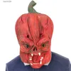 Party Masks Pumpkin Head Mask Halloween Novelty Costume Party Latex Full Head Mask Pumpkin Cosplay Costume Props Masks T230905