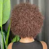 Malaisien péruvien indien brésilien brun couleur 100% brut Remy vierge Remy cheveux humains crépus bouclés coupe de lutin perruque courte régulière