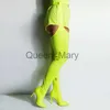 Boots New Sexy Neon Green Crotch High Boots Pointied Toe Belted Buckle Thigh High Boots Stiletto Boots Women Over The Knee Boots J230905