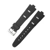 Jawoder Watchband 22 24 mm x 8 mm mężczyzn Kobiety obserwują pasy czarne nurkowanie gumowa gumowa stal ze stali nierdzewnej srebrna klamra pinowa do D240U