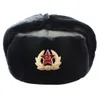 Beanieskull Caps Sovjet Military Badge Ryssland Ushanka Bomber Hats Pilot Trapper Trooper Hat Winter Faux Rabbit päls öronfluft Män snö 230904