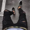 Mens Cool Designer Marca Jeans Preto Skinny Rasgado Destruído Stretch Slim Fit Hop Hop Calças Com Buracos Para Men350K