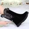 Botas de neve de cabelo de coelho 2023 moda feminina inverno casual sapatos de algodão quente com sola grossa de veludo confortável antiderrapante