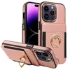 Étuis antichoc pour iPhone 15 Pro Max 14 Plus Couverture de coque anti-chute pour iPhone 13 12Pro Apple Magsafe Ring Holder Phone Wallet Insert Card PU Leather Lens Protection